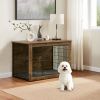 Dog Kennel Furniture, Wooden Dog Crate End Table, Heavy Duty Dog Crate, Decorative Pet Crate Dog Cage for Large Indoor Use (Rustic Brown) 27" L×20" W×