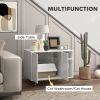 PawHut Cat Litter Box Enclosure End Side Table with Scratching Pad, Storage, for Living Room, Bedroom, 31.5" x 20" x 24"