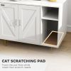 PawHut Cat Litter Box Enclosure End Side Table with Scratching Pad, Storage, for Living Room, Bedroom, 31.5" x 20" x 24"