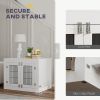 PawHut Dog Crate Furniture with 360° Rotatable Removable Dog Bowls, Dog Kennel Furniture for Medium Dogs, White