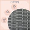 PawHut Wicker Dog House Outdoor Canopy Rattan Bed Water-resistant Cushion Gray