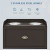 PawHut Large Elevated Dog Bowls with Storage Drawer Containing 21L Capacity Raised Dog Feeding Station with 2 Stainless Steel Bowls Brown