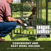 PawHut Welded Wire Outdoor Dog Kennel with 360° Rotating & 4 Levels Adjustable Bowls, Waterproof Cover, 3.9' x 3.9' x 4
