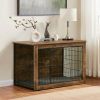 Dog Kennel Furniture, Wooden Dog Crate End Table, Heavy Duty Dog Crate, Decorative Pet Crate Dog Cage for Large Indoor Use (Rustic Brown) 27" L×20" W×