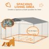 PawHut Outdoor Dog Kennel Galvanized Steel Fence with Cover Secure Lock Mesh Sidewalls for Backyard 13' x 13' x 7.5'