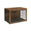 Dog Kennel Furniture, Wooden Dog Crate End Table, Heavy Duty Dog Crate, Decorative Pet Crate Dog Cage for Large Indoor Use (Rustic Brown) 39" L×26" W×