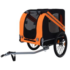 Large Folding Bike Trailer for Dogs â€“ 120LB Capacity All-Terrain Pet Carrier, Durable Steel Frame for Cycling, Jogging, Camping & Outdoor Adventures (Color: as Pic)